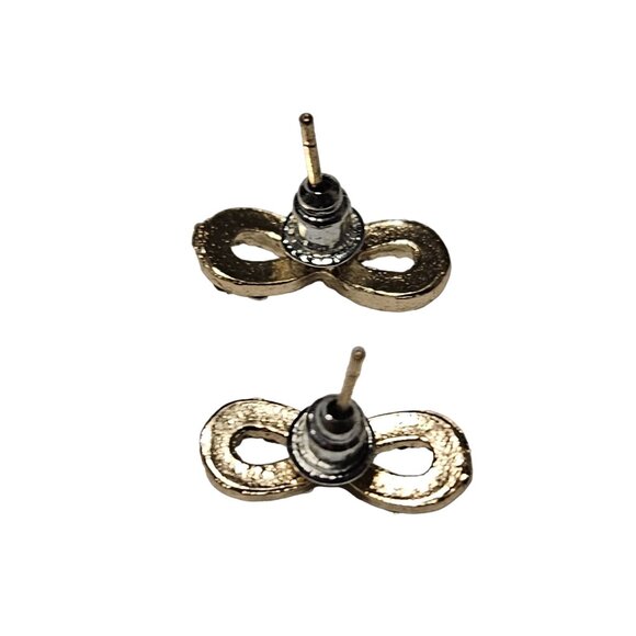 Elegant Gold Tone Clear Rhinestones Infinity Stud Earrings Fashion Jewelry Women - Picture 3 of 4